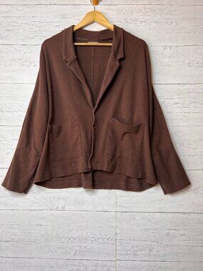 Pact Cardigan Womens Size Large Chocolate Brown 100% Organic Cotton Button Down